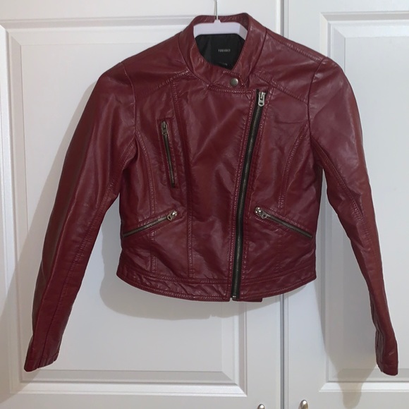 Forever 21 Jackets & Blazers - Forever 21 Faux Maroon Leather Jacket Small